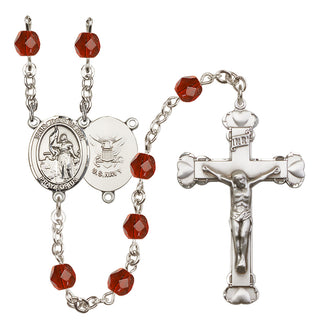 Silver-Plated 6mm Saint Joan of Arc / Navy Rosary