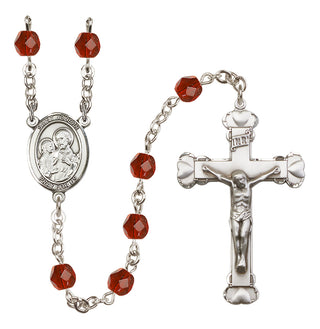 Silver Plated 6mm Fire Polished Saint Joseph Rosary in Ruby