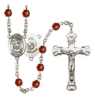 Silver-Plated 6mm Saint Michael / Marines Rosary