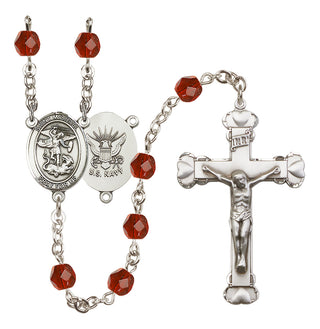 Silver-Plated 6mm Saint Michael / Navy Rosary