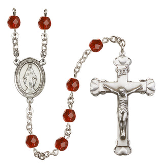 Silver Plated 6mm Fire Polished Miraculous Rosary in Ruby