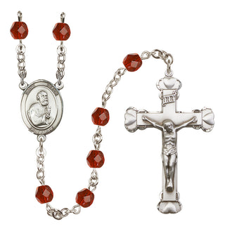 Silver Plated 6mm Fire Polished Saint Peter the Apostle Rosary in Ruby