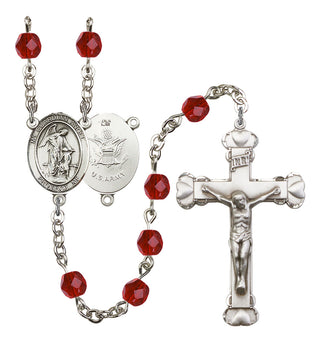 Guardian Angel and Army Rosary with Ruby Beads