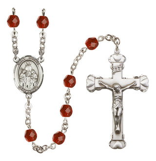 Silver Plated 6mm Fire Polished Saint Sophia Rosary in Ruby