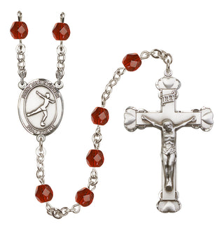 Silver-Plated 6mm Saint Christopher/Figure Skating  Engraved Catholic Rosaries