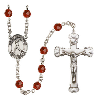 Silver-Plated 6mm Saint Sebastian/Baseball Rosary