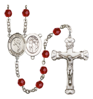 Saint Sebastian and Martial Arts Rosary with Ruby Beads