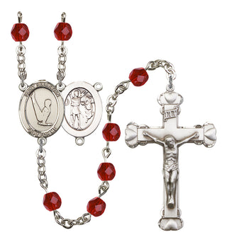 Saint Sebastian and Gymnastics Rosary with Ruby Beads