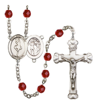 Saint Sebastian and Dance Rosary with Ruby Beads