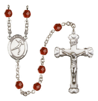 Silver-Plated 6mm Saint Sebastian/Figure Skating Rosary