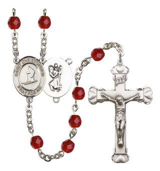 Saint Christopher and Skiing Rosary with Ruby Beads