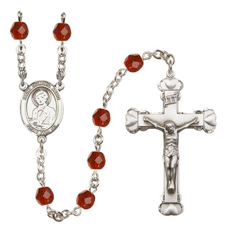 Silver Plated 6mm Fire Polished Saint Dominic Savio Rosary in Ruby