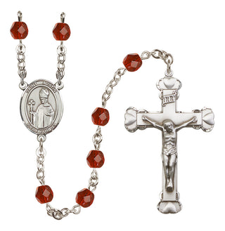 Silver-Plated 6mm Saint Austin  Engraved Catholic Rosaries
