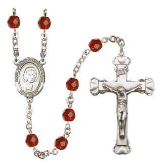 Silver Plated 6mm Fire Polished Saint John Baptist de la Salle Rosary in Ruby