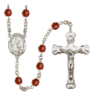 Silver Plated 6mm Fire Polished Saint James the Lesser Rosary in Ruby