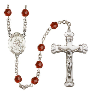 Silver-Plated 6mm Saint Angela Merici  Engraved Catholic Rosaries