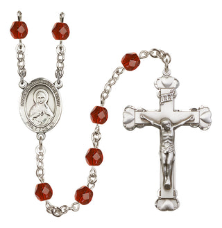 Silver Plated 6mm Fire Polished Immaculate Heart of Mary Rosary in Ruby