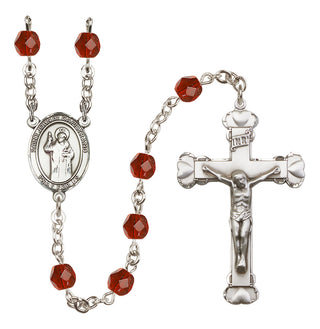Silver Plated 6mm Fire Polished Saint John of Capistrano Rosary in Ruby