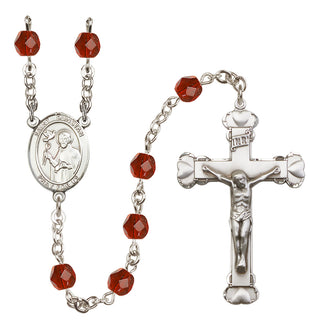 Silver-Plated 6mm Saint Dunstan  Engraved Catholic Rosaries