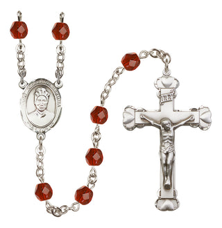 Silver Plated 6mm Fire Polished Saint Josephine Bakhita Rosary in Ruby