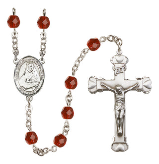 Silver Plated 6mm Fire Polished Saint Rose Philippine Duchesne Rosary in Ruby