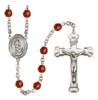 Silver-Plated 6mm Saint Anne  Engraved Catholic Rosaries