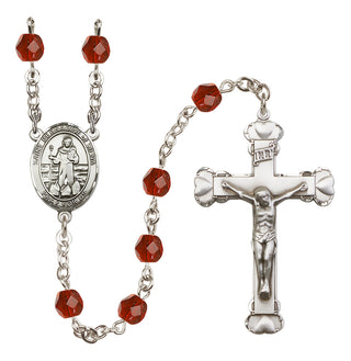Silver Plated 6mm Fire Polished Saint Bernadine of Sienna Rosary in Ruby