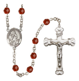 Silver Plated 6mm Fire Polished Our Lady of Assumption Rosary in Ruby