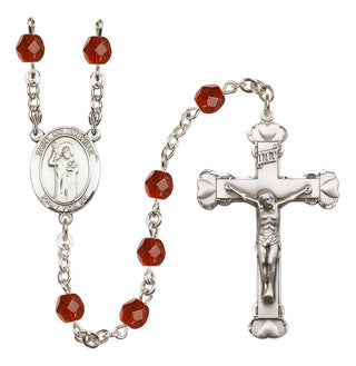 Silver Plated 6mm Fire Polished Saint Columbkille Rosary in Ruby