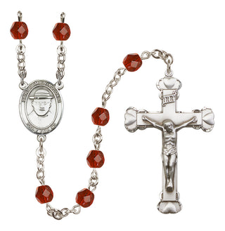 Silver-Plated 6mm Saint Damien of Molokai  Engraved Catholic Rosaries