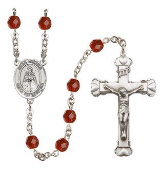 Silver Plated 6mm Fire Polished Our Lady Rosa Mystica Rosary in Ruby