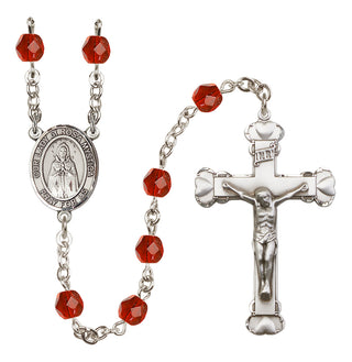 Silver Plated 6mm Fire Polished Our Lady of Rosa Mystica Rosary in Ruby