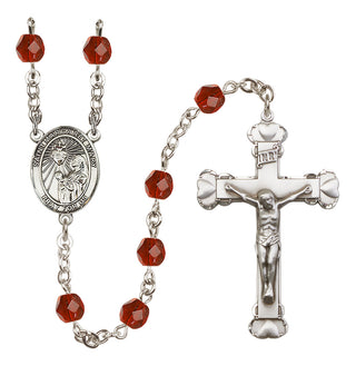 Silver Plated 6mm Fire Polished Saint Margaret Mary Alacoque Rosary in Ruby