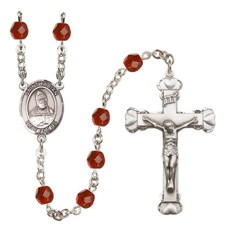 Silver-Plated 6mm Saint Fabian  Engraved Catholic Rosaries