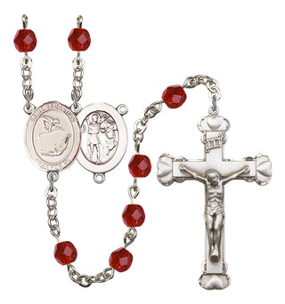 Saint Sebastian and Gymnastics Rosary with Ruby Beads