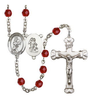 Softball and Guardian Angel Rosary with Ruby Beads
