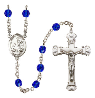 Silver-Plated 6mm Saint Andrew the Apostle  Engraved Catholic Rosaries
