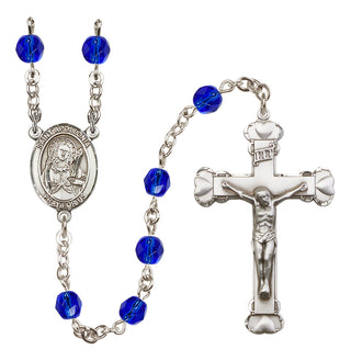 Silver Plated 6mm Fire Polished Saint Apollonia Rosary in Sapphire