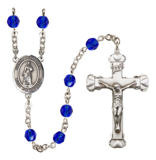 Silver-Plated 6mm Santa Barbara  Engraved Catholic Rosaries