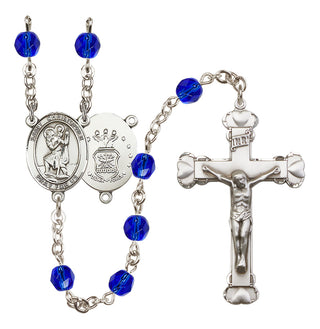 Silver-Plated 6mm Saint Christopher / Air Force Rosary