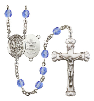 Saint George and Army Rosary with Sapphire Beads