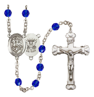Silver-Plated 6mm Saint George / Navy Rosary