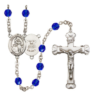 Silver-Plated 6mm Saint Joan of Arc / Navy Rosary