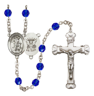 Silver-Plated 6mm Guardian Angel / Navy Rosary