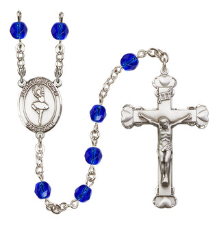 Silver-Plated 6mm Saint Christopher/Dance  Engraved Catholic Rosaries