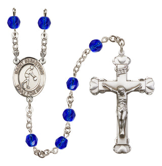 Silver-Plated 6mm Saint Sebastian/Basketball Rosary