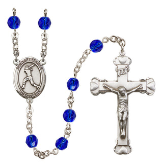 Silver-Plated 6mm Saint Sebastian / Softball Rosary