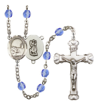 Saint Christopher and Fishing Rosary with Sapphire Beads