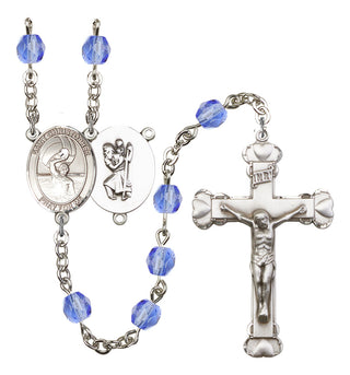Saint Christopher and Water Polo-Men Rosary with Sapphire Beads