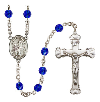 Silver-Plated 6mm Saint Aaron  Engraved Catholic Rosaries